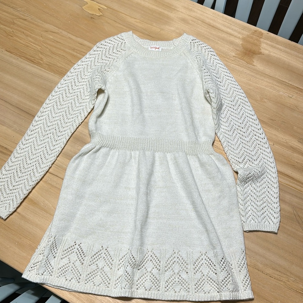 Cat and Jack sweater dress size 10/12 NWOT ivory